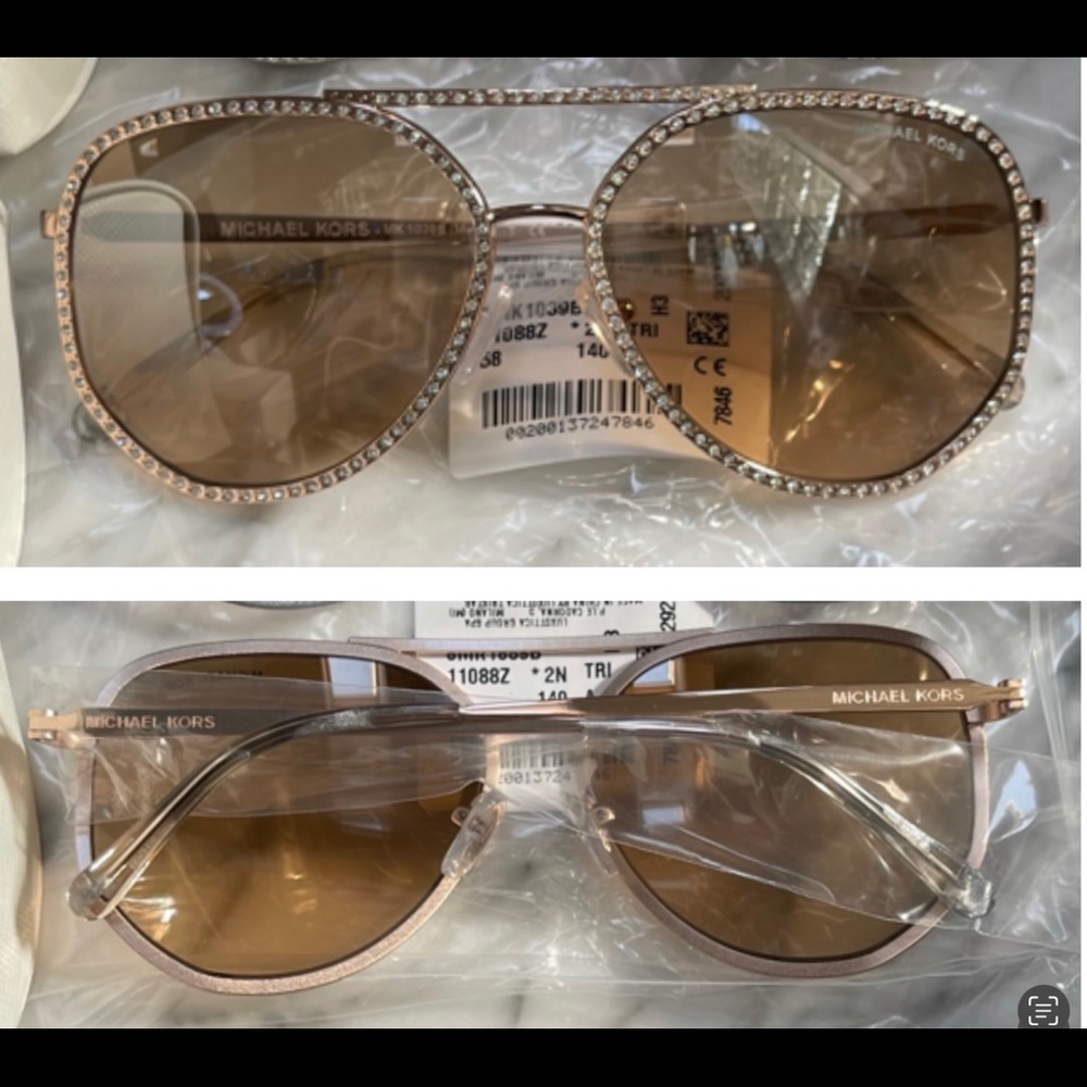 MICHAEL KORS POPULAR RHINESTONE AVIATORS IN SILVER, GOLD, BLACK, WORN ON KYLE R - Picture 6 of 16